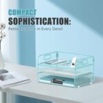 Daltack 3-Tier Paper Organizer with Handle, Mesh Desk Organizer Letter Tray, Blue - Image 6