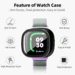 NewJourney Compatible with Fitbit Ace LTE Screen Protector, 2 Pack Bumper Case with Tempered Glass Film, Snug Fit, Scratch-Resistant, Smartwatch Accessories (Black+Black) - Image 5