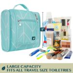 PAVILIA Toiletry Bag Travel Bag for Women Men, Hanging Cosmetic Organizer, Water Resistant Makeup Bag for Accessories Toiletries, Large Travel Essentials Kit (Teal Chevron) - Image 5