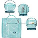 PAVILIA Toiletry Bag Travel Bag for Women Men, Hanging Cosmetic Organizer, Water Resistant Makeup Bag for Accessories Toiletries, Large Travel Essentials Kit (Teal Chevron) - Image 6