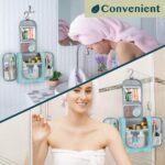 PAVILIA Toiletry Bag Travel Bag for Women Men, Hanging Cosmetic Organizer, Water Resistant Makeup Bag for Accessories Toiletries, Large Travel Essentials Kit (Teal Chevron) - Image 7