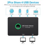 USB 3.0 Switch, USB Switcher 2 Computers Share 4 USB for PC Mouse Keyboard Printer Scanner, USB KVM Switch Selector Compatible with Windows, Mac, Linux - Image 3