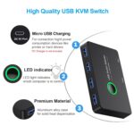 USB 3.0 Switch, USB Switcher 2 Computers Share 4 USB for PC Mouse Keyboard Printer Scanner, USB KVM Switch Selector Compatible with Windows, Mac, Linux - Image 5