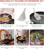 Kitchen Utensils Set-12 Pieces Silicone Cooking Utensils Set (Dishwasher Safe) 392°F Heat Resistant Spatula Set, Nonstick Cookware - Image 4