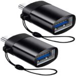BoxWave Cable Compatible with HyperX Cloud II Wireless - USB-C to A PortChanger (2-Pack), USB Type-C OTG USB Portable Keychain - Slate Black - Image 3