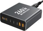 Aluminum Alloy 260W USB C Charger GaN Fast USB C Charging Station 7 Ports 65W Laptop Charger for MacBook Pro/Air/iPad Pro/iPhone (Grey) - Image 6
