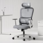 Hbada Office Chair, Ergonomic Office Chair with Adjustable Lumbar Support and Height, Comfortable Mesh Computer Chair with Footrest 2D Headrest, Swivel Tilt Function White - Image 3