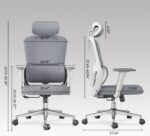 Hbada Office Chair, Ergonomic Office Chair with Adjustable Lumbar Support and Height, Comfortable Mesh Computer Chair with Footrest 2D Headrest, Swivel Tilt Function White - Image 4