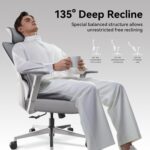 Hbada Office Chair, Ergonomic Office Chair with Adjustable Lumbar Support and Height, Comfortable Mesh Computer Chair with Footrest 2D Headrest, Swivel Tilt Function White - Image 5