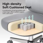 Hbada Office Chair, Ergonomic Office Chair with Adjustable Lumbar Support and Height, Comfortable Mesh Computer Chair with Footrest 2D Headrest, Swivel Tilt Function White - Image 6