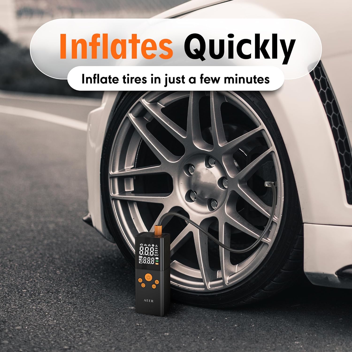 Tire Inflator Portable Air Compressor Air Pump for Car Tires (150 PSI) - Cordless Bike Pump with Tire Pressure Gauge and Motorcycle Tire Inflator with Auto-Shutoff Function - Image 5