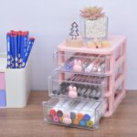 ONEFOLL Stackable Drawer Desk Organizer,Plastic Storage Drawer Bins, Small Drawer Desk Organizer Boxes, Clear Small Plastic Chest of Drawers, Stackable Drawers for Home, Office(Pink) - Image 3