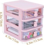 ONEFOLL Stackable Drawer Desk Organizer,Plastic Storage Drawer Bins, Small Drawer Desk Organizer Boxes, Clear Small Plastic Chest of Drawers, Stackable Drawers for Home, Office(Pink) - Image 4