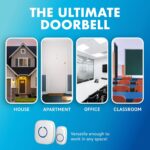 SadoTech Wireless Doorbells for Home, Apartments, Businesses, Classrooms, etc. - 2 Door Bell Ringer & 1 Plug-In Chime Receiver, Battery Operated, Easy-to-Use, Wireless Doorbell w/LED Flash, White - Image 10