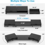 Dual Monitor Riser with Two Drawers for Desk, Bamboo Monitor Stand Riser with Storage, Desk Shelf for Computer, IMac & Laptop, No Assembly Required, Black - Image 7