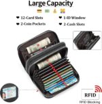 Credit Card Holder Wallet RFID Blocking Leather Small Wallet for Women Double Zipper Wallet with ID Window - Image 3