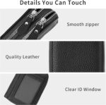 Credit Card Holder Wallet RFID Blocking Leather Small Wallet for Women Double Zipper Wallet with ID Window - Image 4
