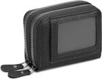 Credit Card Holder Wallet RFID Blocking Leather Small Wallet for Women Double Zipper Wallet with ID Window - Image 6