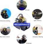 KEYESTUDIO Mini Tank Robot V2 Smart Car Kit for Arduino, IR Infrared and App Remote Control (iOS and Android), Light and Ultrasonic Follow, 8X16 LED Panel, Ultrasonic Obstacle Avoidance,15+ - Image 4