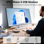 USB 3.0 Switch Selector for 2 Computers, USB Switcher Sharing 4 USB Devices Peripheral Hub for Mouse, Keyboard, Scanner, Printer; for Mac/Windows/Linux; 2 Pack USB Cables Included - Image 3