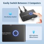 USB 3.0 Switch Selector for 2 Computers, USB Switcher Sharing 4 USB Devices Peripheral Hub for Mouse, Keyboard, Scanner, Printer; for Mac/Windows/Linux; 2 Pack USB Cables Included - Image 4