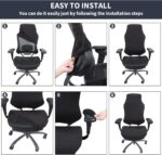 Tatuo Gaming Chair Covers with Armrest Cover Stretchy Polyester Computer Gaming Chair Slipcovers (Black) - Image 4