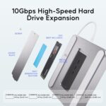 USB C HUB for iMac 24 inch 2021/2023/2024, PULWTOP USB Hub Adapter iMac Accessories for iMac M1/M3/M4 with USB C 10Gbps 3*USB A SD/TF, Docking Station Support Expand M.2 SSD (Not Included), Sliver - Image 6