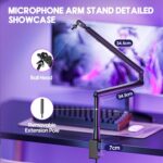 Emart Low Profile Mic Arm, Microphone Boom Arm Stand with Desk Mount, Podcast Streaming Gaming Mike Desktop Holder for Shure sm7b mv7 Blue Yeti Fifine Am8 - Image 5