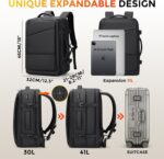 Travel Backpack 41L, Expandable Water Resistant College Computer Laptop Backpack for Men, Carry-On Flight Approved Backpack with USB Port, Black 17 Inch Business Work Laptop Bag - Image 3