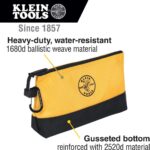 Klein Tools 55569 Stand-Up Zipper Bag Tool Pouch with Carabiners, Reinforced Gusseted Bottoms, Water Resistant 1680d, Multi-Size 5-Pack - Image 4