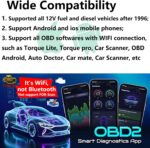 WiFi OBD2 ELM327 Adapter Scanner Code Reader ELM 327 Diagnostic Scan Tool OBD 2 Connector for Android iPhone to Clear Car Engine Fault Code Lamp for 12V Fuel and Diesel Vehicles - Image 6