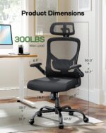 Totnz Ergonomic Mesh High Back Desk Chair with 2D Armrest and Headrest, Adjustable Lumbar Support, Swivel Office Chair for Big and Tall Users - Image 3