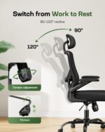 Totnz Ergonomic Mesh High Back Desk Chair with 2D Armrest and Headrest, Adjustable Lumbar Support, Swivel Office Chair for Big and Tall Users - Image 6