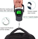 Digital Hanging Luggage Scale with Comfortable Handle and Large Hook, 110lb/50kg, Backlit Portable Scale for Travel Fishing with Tare/Hold Function, AAA Batteries Included, Grey - Image 3
