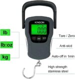 Digital Hanging Luggage Scale with Comfortable Handle and Large Hook, 110lb/50kg, Backlit Portable Scale for Travel Fishing with Tare/Hold Function, AAA Batteries Included, Grey - Image 4