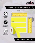 enKo [6 Rolls, 2100 Labels] Address, Shipping & Barcode Labels 30252 - Yellow (1-1/8" x 3-1/2") Compatible for Dymo LabelWriter & Rollo Printer - Image 4