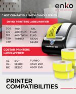 enKo [6 Rolls, 2100 Labels] Address, Shipping & Barcode Labels 30252 - Yellow (1-1/8" x 3-1/2") Compatible for Dymo LabelWriter & Rollo Printer - Image 5