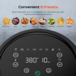 Dreo Air Fryer - 100℉ to 450℉, 4 Quart Hot Oven Cooker with 50 Recipes, 9 Cooking Functions on Easy Touch Screen, Preheat, Shake Reminder, 9-in-1 Digital Airfryer, Black, 4L (DR-KAF002) - Image 5