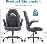 Office Chairs - Ergonomic Gaming Executive Desk Chairs with Flip-up Armrests and Lumbar Support, Adjustable Swivel Rolling Chair,Grey - Image 4