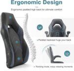 Office Chairs - Ergonomic Gaming Executive Desk Chairs with Flip-up Armrests and Lumbar Support, Adjustable Swivel Rolling Chair,Grey - Image 5