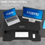 FITUEYES Height Adjustable Standing Desk 32” Wide Sit to Stand Converter Stand Up Desk Tabletop Workstation for Dual Monitor Riser FSD308001WB - Image 4