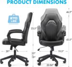 OLIXIS Computer Gaming Chair - PU Leather Ergonomic Office Chair Swivel Desk Chair with Lumbar Support, Executive Chair with Padded Armrest and Seat Cushion for Adults, Grey - Image 4