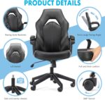 OLIXIS Computer Gaming Chair - PU Leather Ergonomic Office Chair Swivel Desk Chair with Lumbar Support, Executive Chair with Padded Armrest and Seat Cushion for Adults, Grey - Image 5
