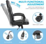 OLIXIS Computer Gaming Chair - PU Leather Ergonomic Office Chair Swivel Desk Chair with Lumbar Support, Executive Chair with Padded Armrest and Seat Cushion for Adults, Grey - Image 6
