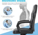 OLIXIS Computer Gaming Chair - PU Leather Ergonomic Office Chair Swivel Desk Chair with Lumbar Support, Executive Chair with Padded Armrest and Seat Cushion for Adults, Grey - Image 7