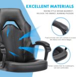 OLIXIS Computer Gaming Chair - PU Leather Ergonomic Office Chair Swivel Desk Chair with Lumbar Support, Executive Chair with Padded Armrest and Seat Cushion for Adults, Grey - Image 8