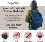 Baggallini Securtex Anti-Theft Windsor Backpack for Travel, Work & Collage, RFID & Locking Zipper, Up to 16" Laptop - Image 3