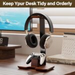 Controller Stand Wood Headphone Stand for Desk Gaming Desk Accessories Controller Holder for PC Earphone Accessories Headset Holder - Image 3