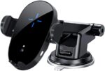 BoxWave Car Charger Compatible with Baseus SIMU S1 Pro ANC - Wireless Charging Auto Mount (15W), Qi Wireless Car Charger Stand Mount Air Vent - Black - Image 3