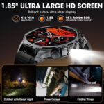 Military Smart Watch for Men (Answer/Make Call), 1,85" HD Touch Screen 700mAh Large Battery Fitness Watch with Flashlight/Heart Rate/Sleep Monitor Fitness Tracker for iPhone & Android Black - Image 3